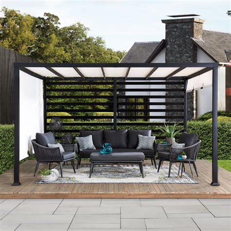 Sunjoy Saguaro 10 ft. x 12 ft. Modern Steel Pergola with White ...