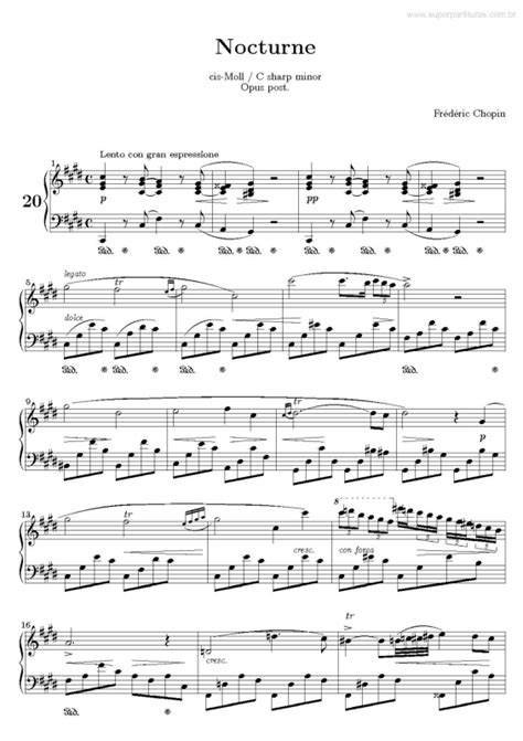 Super Partituras   Nocturne n20  Frédéric Chopin , sem cifra