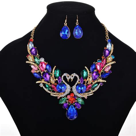 Swan Crystal brand Luxury Necklace earrings jewelry sets Necklaces ...