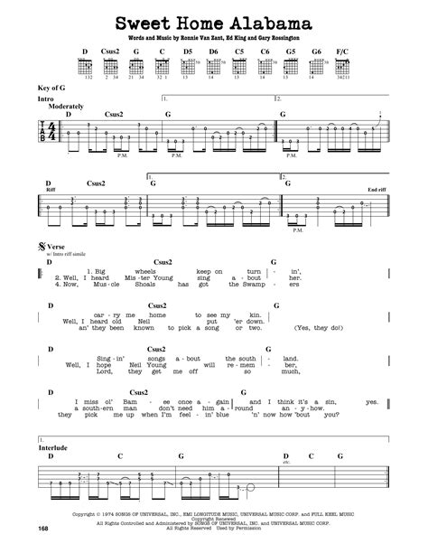 Sweet Home Alabama by Lynyrd Skynyrd   Guitar Lead Sheet ...