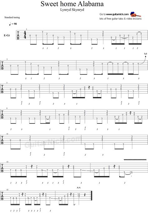 Sweet Home Alabama   Lynyrd Skynyrd   guitar tablature ...