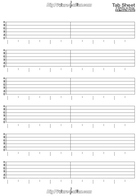 Tab Sheets Blank | big picture guitar