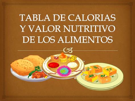Tabla de calorías y valor nutritivo de los alimentos