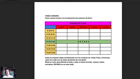 Tabla Horario Documentos Google   YouTube