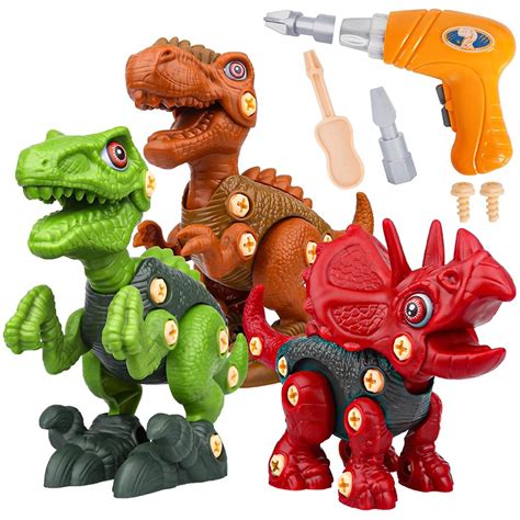 Take Apart Dinosaur Toys for Boys Building Toy Set with Electric Drill ...