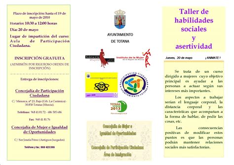 TALLER HABILIDADES SOCIALES Y ASERTIVIDAD 2010 Concejalía ...