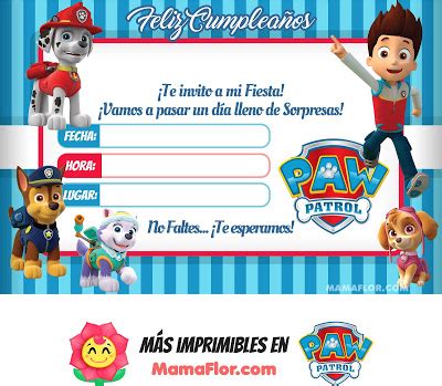 Tarjeta de Cumpleaños de PAW PATROL para imprimir ...