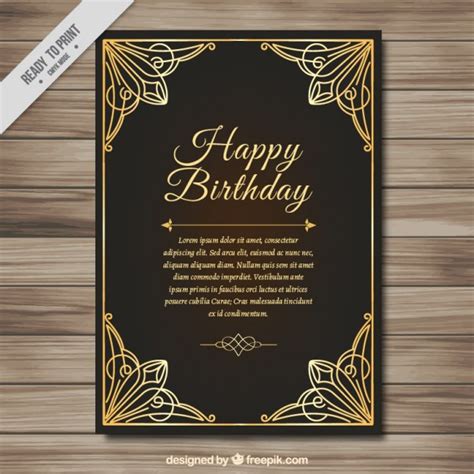 Tarjeta de cumpleaños dorada elegante | Vector Gratis