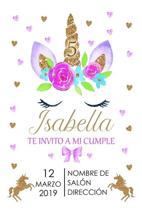 Tarjeta   Invitación De Cumpleaños  unicornio ...