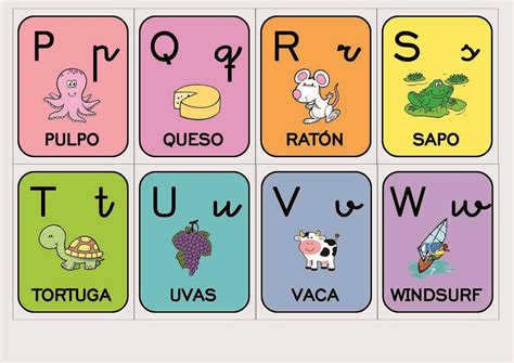 Tarjetas del abecedario letras p q r s t u v w | Tarjetas ...