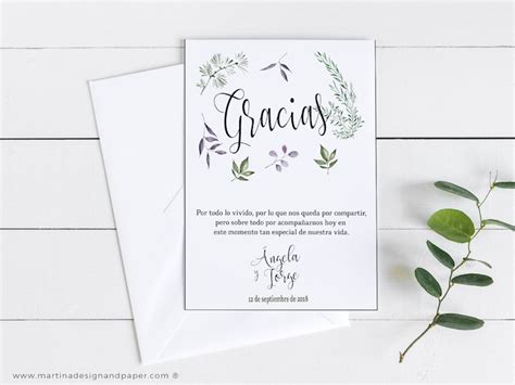 Tarjetas gracias por venir boda hojas   MARTINA Design&Paper