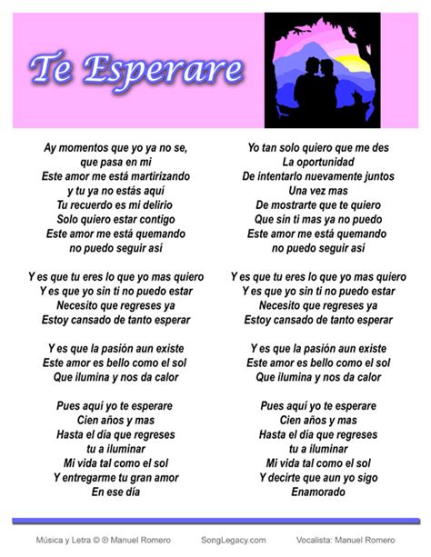 Te Esperare   Romantic song with Spanish lyrics by Manuel ...