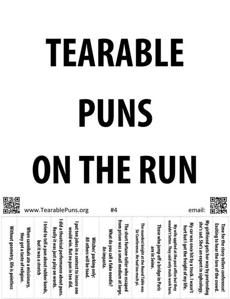 Tearable Puns Poster #4: Tearable Puns On the Run ...