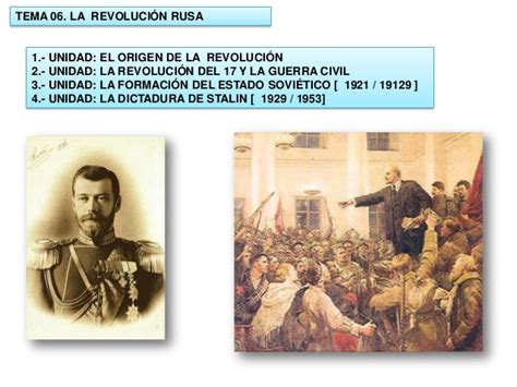 Tema 06. la revolución rusa. la creacion de la urss. curso ...