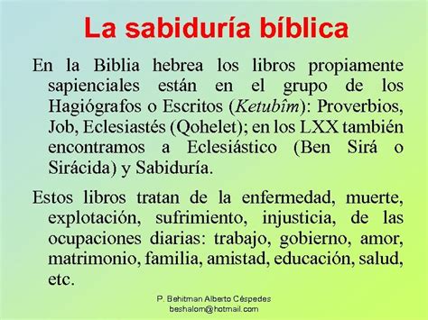 Tema 24 LA SABIDURÍA BÍBLICA P Behitman Alberto