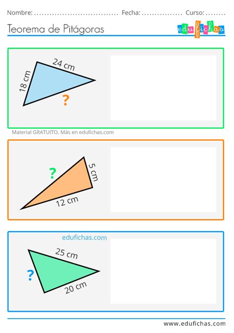 Teorema de Pitágoras para Niños | Descargar Ejercicios GRATIS