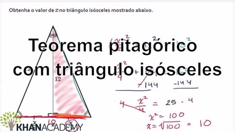 Teorema pitagórico com triângulo isósceles | Triângulos e ...