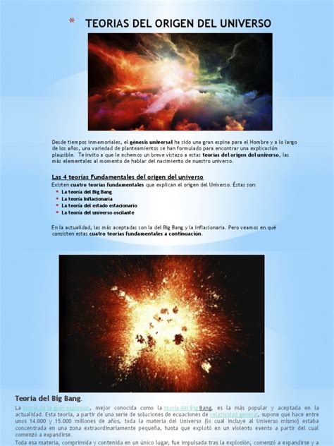 Teorias Del Origen Del Universo | Big Bang | Universo