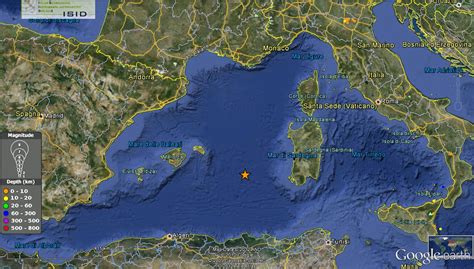 Terremoto nel Mar Mediterraneo occidentale – M 4.5 – 19 ...