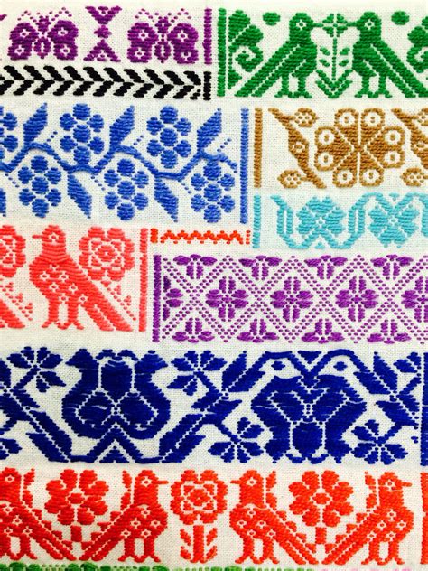 Textil mexicano | Muestra de bordado, Patrones de bordado, Puntos de ...
