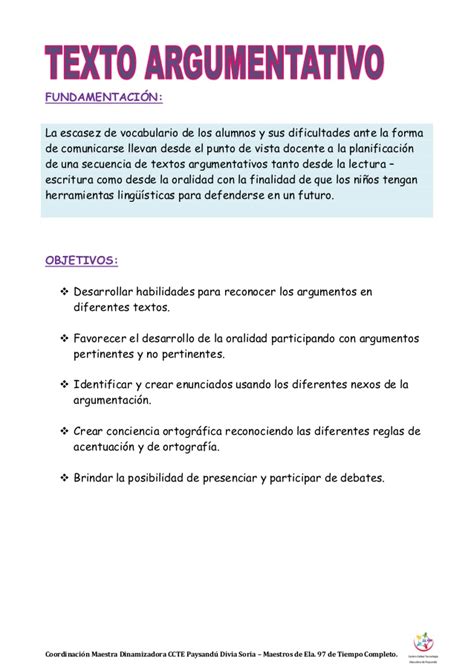 Texto argumentativo Escuela N° 97