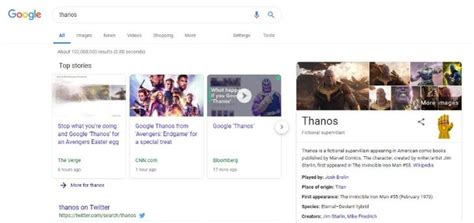 Thanos desaparece tus búsquedas de Google con un chasquido