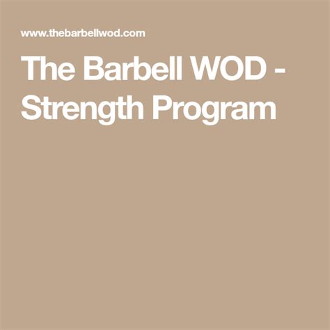 The Barbell WOD   Strength Program | Strength program, Wod ...