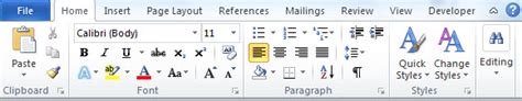 The Home Tab in Microsoft Word