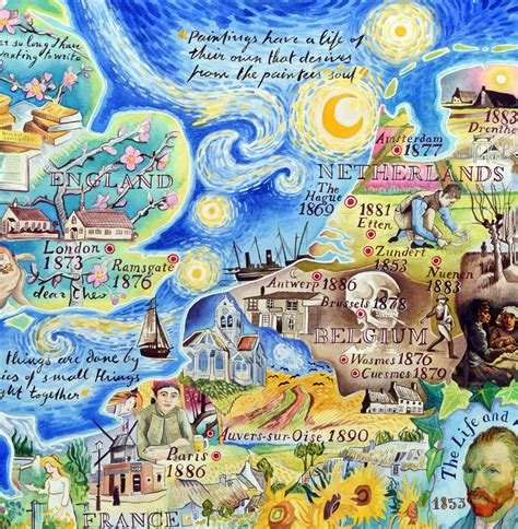 The life and works of Vincent van Gogh   a painted map