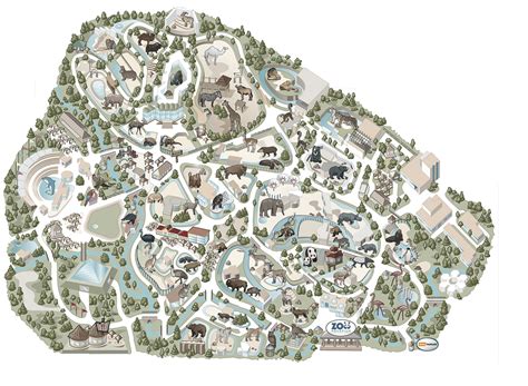 The map of The Madrid Zoo Aquarium in Madrid, Spain