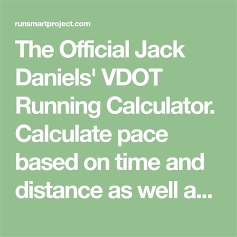 The Official Jack Daniels VDOT Running Calculator ...