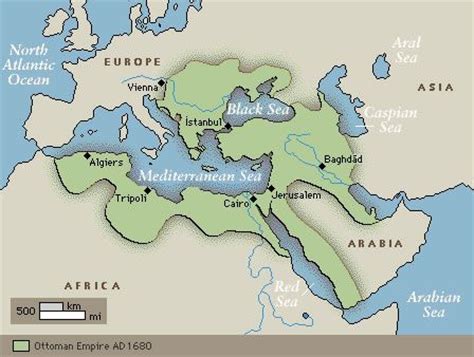 The Ottoman Empire at its height controlled important trade routes in ...
