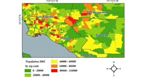 The spatial distribution of population density in the Los ...