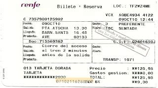 The traveler s drawer: RENFE. Billete + Reserva tren AVE 03133 de ...
