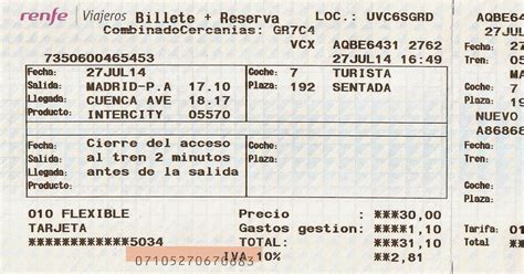 The traveler s drawer: RENFE. Billete tren INTERCITY Madrid P.A ...