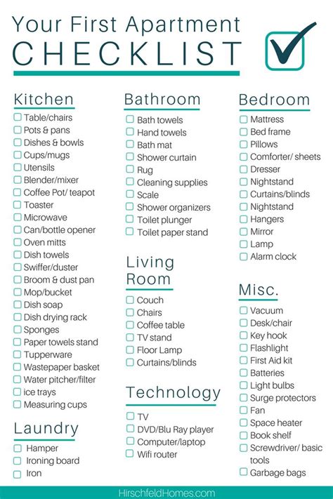 The Ultimate First Apartment Checklist | Apartment Life ...