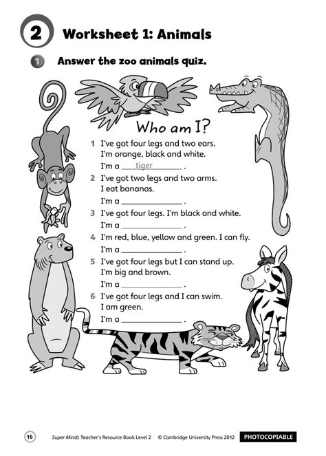 The zoo animals quiz worksheet