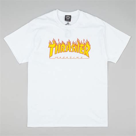 Thrasher Flame Logo T Shirt   White | Shirts, Logos and ...