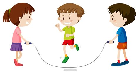 Three kids jumping rope   Download Free Vectors, Clipart ...