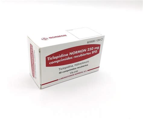 TICLOPIDINA NORMON 250 mg COMPRIMIDOS RECUBIERTOS EFG , 50 ...