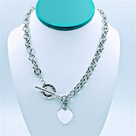 Tiffany & Co. 925 Sterling Silver Heart Charm Toggle Necklace 16  ⋆ ...
