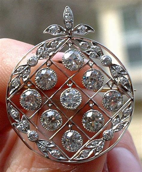 tiffany jewelry   Tiffany Platinum and Diamond brooch with nine ...