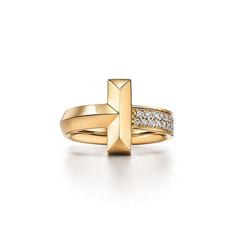 Tiffany T T1 Ring in Yellow Gold with Diamonds, 4.5 mm Wide, Size: 7 in ...