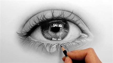Timelapse | Drawing, shading a realistic eye and teardrop ...