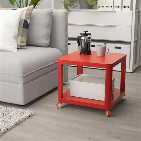TINGBY Mesa auxiliar con ruedas, rojo, 50x50 cm   IKEA