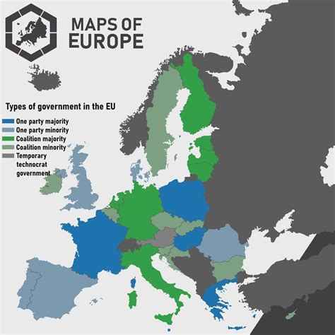 Tipos de gobiernos en países de la UE; la mayoría de un ...