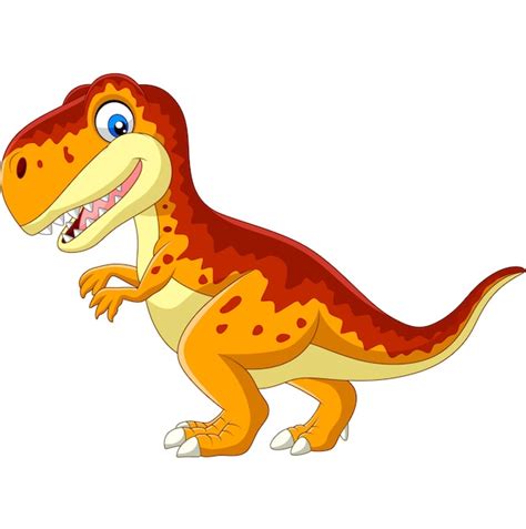 Tiranosaurio de dibujos animados aislado en blanco | Vector Premium