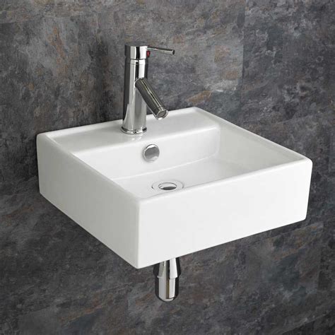 Tivoli Modern 380mm Square Ceramic Bathroom Basin Sink ...
