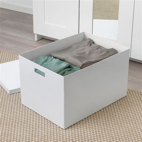 TJENA Caja para almacenaje con tapa, blanco, 35x50x30 cm   IKEA