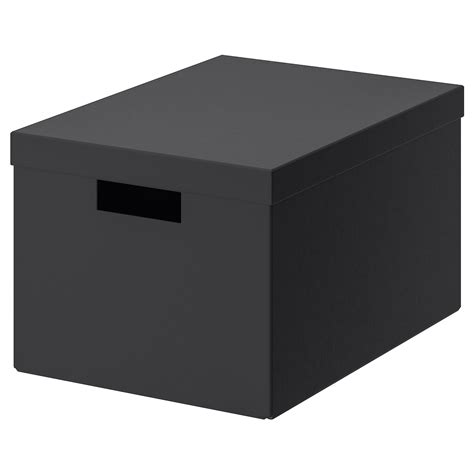 TJENA Storage box with lid   black   IKEA